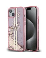  Guess Guess Liquid Glitter Gold Stripes case for iPhone 15 Plus / 14 Plus - pink 