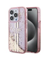  Guess Guess Liquid Glitter Gold Stripes case for iPhone 15 Pro Max - pink 