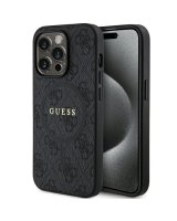  Guess Guess 4G Collection Leather Metal Logo MagSafe Case for iPhone 14 Pro - Black 