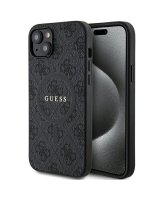  Guess Guess 4G Collection Leather Metal Logo MagSafe Case for iPhone 15 Plus / 14 Plus - Black 