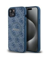  Guess Guess 4G Collection Leather Metal Logo MagSafe Case for iPhone 15/14/13 - Blue 