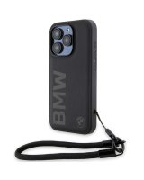  BMW BMW Signature Leather Wordmark Cord case for iPhone 15 Pro Max - black 