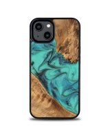  Bewood Bewood Unique Turquoise Wood and Resin iPhone 15 Case - Turquoise and Black 