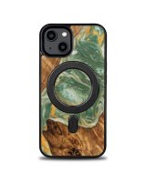  Bewood Bewood Unique MagSafe Water Element Wood and Resin Case for iPhone 15 - Green and White 