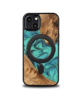  Bewood Bewood Unique MagSafe Turquoise Wood and Resin Case for iPhone 13 - Turquoise and Black 