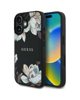  Guess - Grained Printed Flower Pattern MagSafe for iPhone 16 Black 