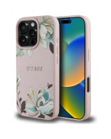  Guess - Etui Guess Grained Printed Flower Pattern MagSafe for iPhone 16 Pro Pink 