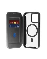  Puro Puro Book Mag MagSafe Leather Case with Flap and Card Slot for iPhone 16 Pro - Black 