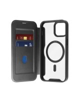  Puro Puro Book Mag MagSafe Leather Case with Flap and Card Slot for iPhone 16 Plus - Black 