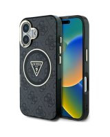  Guess - GUESS case for IPHONE 16 compatible with MagSafe GUHMP16SHG4PRTGK (IML Metal Glitter 4G Circle Triangle) black Black 