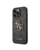  Guess - Guess PU 4G Metal Logo Case for iPhone 14 Pro Grey 