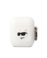  Karl Lagerfeld - Karl Lagerfeld 3D Logo NFT Choupette Head Silicone Case for AirPods 1/2 White 