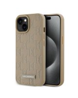  Karl Lagerfeld Apple Karl Lagerfeld PU Leather Monogram Metal Logo MagSafe Case for iPhone 15 Beige 