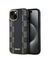  DKNY Apple DKNY PU Leather Checkered Pattern Magsafe Case for iPhone 15 Black 