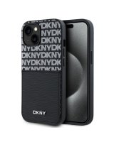  DKNY - DKNY PU Leather Repeat Pattern Card Pocket Case for iPhone 14 Black 