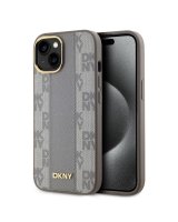  DKNY Apple DKNY PU Leather Checkered Pattern Magsafe Case for iPhone 15 Beige 