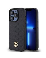  DKNY - DKNY PU Leather Repeat Pattern Stack Logo MagSafe Case for iPhone 15 Pro Black 