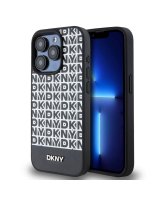  DKNY - DKNY PU Leather Repeat Pattern Bottom Stripe MagSafe Case for iPhone 14 Pro Max Black 