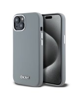  DKNY Apple DKNY Liquid Silicone Silver Metal Logo MagSafe Case for iPhone 15 Grey 