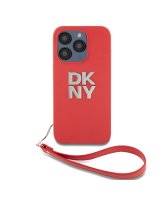  DKNY Apple DKNY PU Leather Stack Logo Wrist Strap Case for iPhone 15 Pro Red 
