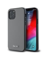  DKNY Apple DKNY PU Leather Silver Metal Logo Magsafe Case for iPhone 12/12 Pro Grey 