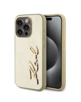  Karl Lagerfeld - Karl Lagerfeld Wrinkled PU Signature Logo Case for iPhone 15 Pro Max Gold 