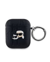 Karl Lagerfeld - Karl Lagerfeld PU Embossed Karl and Choupette Heads Case for AirPods 1/2 Black 