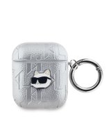  Karl Lagerfeld - Karl Lagerfeld PU Embossed Choupette Head Case for AirPods 1/2 Silver 