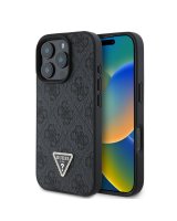  Guess - Guess PU 4G Strass Triangle Metal Logo Case for iPhone 16 Pro Black 