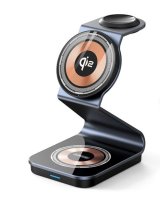  Duzzona W21 3-in-1 15W Wireless Charging Stand Teléfono Auricador de Auriculares Cargador (certificado Qi2) Black 