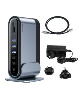  Baseus Baseus multifunctional HUB 3x USB 3.2 Gen 1 / 2x USB 2.0 / 2x USB Type C / SD and micro SD card reader / AUX / 3x HDMI / RJ45 1Gbps Power Delivery 100W (EU / CN / UK plugs) gray (CAHUB-DG0G) 