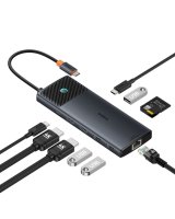  Baseus HUB 10in1 Baseus Metal Gleam Series USB-C to USB-C PD / USB-C / 3x USB-A / 2x HDMI / RJ-45 / SD / TF - black 