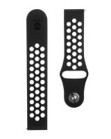  Tactical 20mm Double Silicone Watch Band Black White 