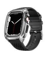  Kingxbar Kingxbar CYF148 2in1 Rugged Case for Apple Watch SE, 6, 5, 4 (44 mm) Stainless Steel with Strap Silver 