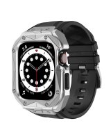  Kingxbar Kingxbar CYF140 2in1 Rugged Case for Apple Watch SE, 6, 5, 4 (44 mm) Stainless Steel with Strap Silver 