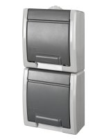  elektro-plast Elektro-Plast Aquant. Vertical double SCHUKO socket IP55 1254-10 