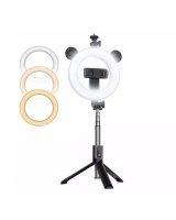  CP X4 LED 16cm Rechargeable Selfie Lamp with BT Remote & Handle + Floor Stand 20-90cm + Phone Holder 