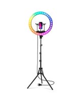  Visional RL018-RGB LED ring light 50W 5500Lm 480+64(RGB)LED diam.44.5cm floor stand 200cm 3x phone holders 