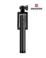 swissten Swissten Wired Selfie Stick 81cm ar iebūvētu pogu statīvā Melns(Boj.iepak) 