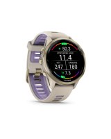  Garmin Forerunner 970, Soft Gold Titanium with French Grey Case and French Grey/Translucent Indigo Band 