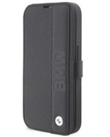  BMW Apple iPhone 14 Pro 6.1 bookcase Leather Textured&Stripe Black 