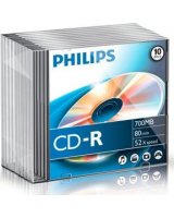  PHILIPS CD-R 80 700MB SLIM CASE 10, CR7D5NS10/00 