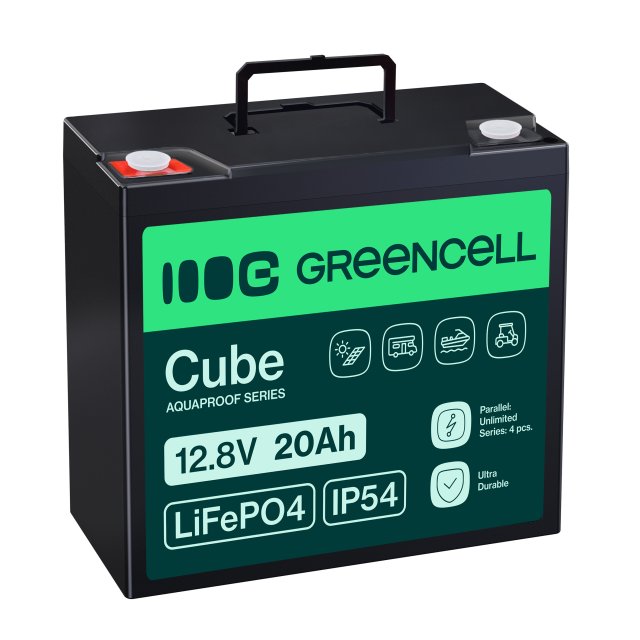 Green Cell CUBE LiFePO4 20Ah 12.8V 256Wh Lithium Iron Phosphate Battery for Tractor, Lawnmower, Electric Vehicles, LFPGC12V20AH Green Cell CUBE LiFePO4 20Ah 12.8V 256Wh Lithium Iron Phosphate Battery for Tractor, Lawnmower, Electric Vehicles, LFPGC12V20AH