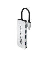  Adapter Basic HUB Greencell USB-C 4in1 (4×USB-A 3.0) – fast transfer up to 5 Gb/s, aluminum casing, HUB-GC-C4A 