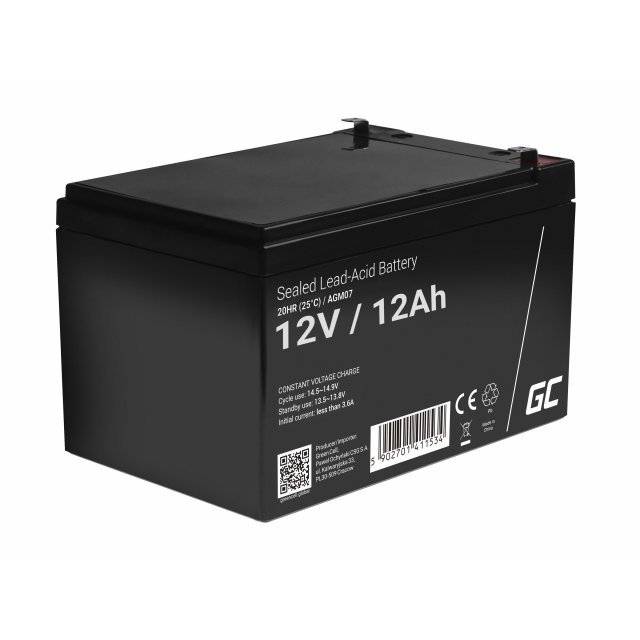  Green Cell AGM VRLA 12V 1.2Ah maintenance-free battery for the alarm system, cash register, toys, AGM17 