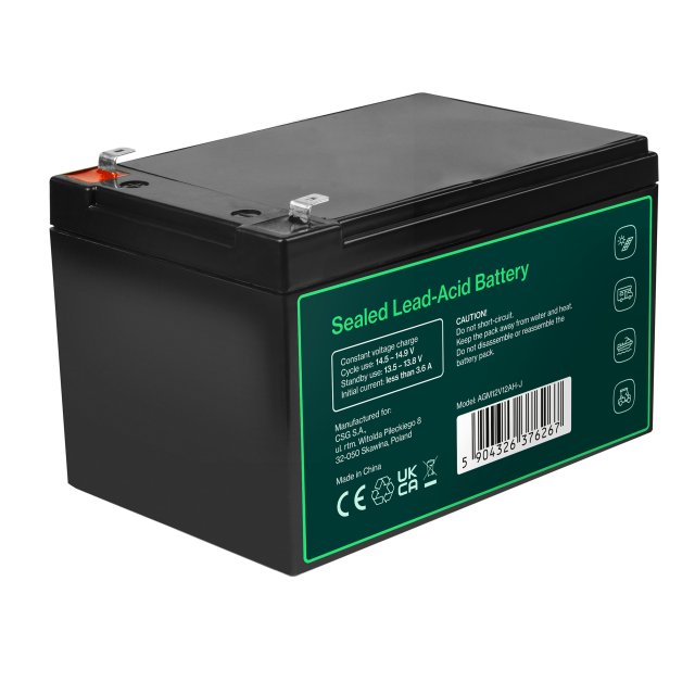  Greencell AGM VRLA 12V 12Ah maintenance-free battery for cash registers, toys, cameras (152x99x100mm), AGM12V12AH-J 