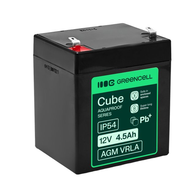  Greencell AGM VRLA 12V 4.5Ah maintenance-free battery for cash registers, toys, cameras (90x70x106mm), AGM12V4-5AH-H 