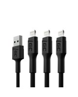  Set 3x Green Cell Cable GC Ray Lightning 200cm with white LED, quick charging Apple 2.4A, KABGCSET06 