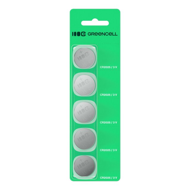  5x lithium battery CR2025 CR 2025 3V 160mAh Greencell button cell Blister, X5CR2025 
