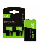  Green Cell Rechargeable Batteries 2x 9V HF9 Ni-MH 250mAh, GR18 